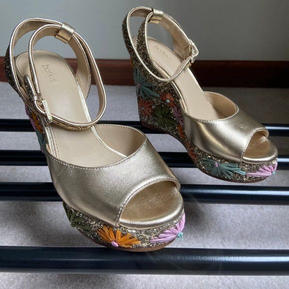BOTKIER Women Jessie Embellished Leather Platform Wedge Sandals - NEW NWOB - Picture 7 of 8